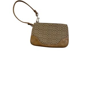 Coach Signature Canvas Wristlet in Khaki Brown